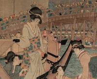A Japanese Woodblock Print Depicting Geishas