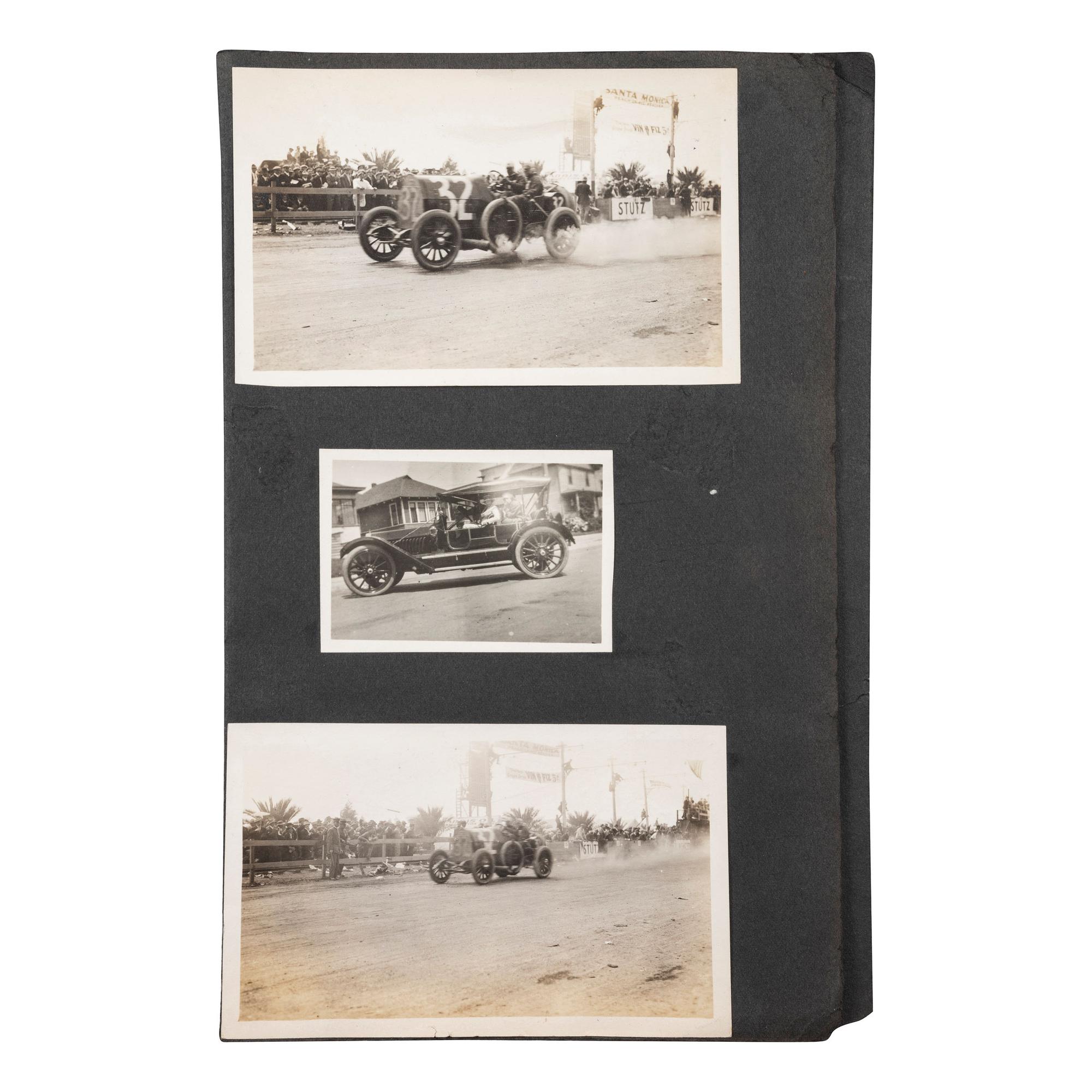 [EARLY PHOTOGRAPHY] --[AUTOMOBILES]. A group of photographs of early automobiles, mechanics and auto shops, including racing action shots, comprising: