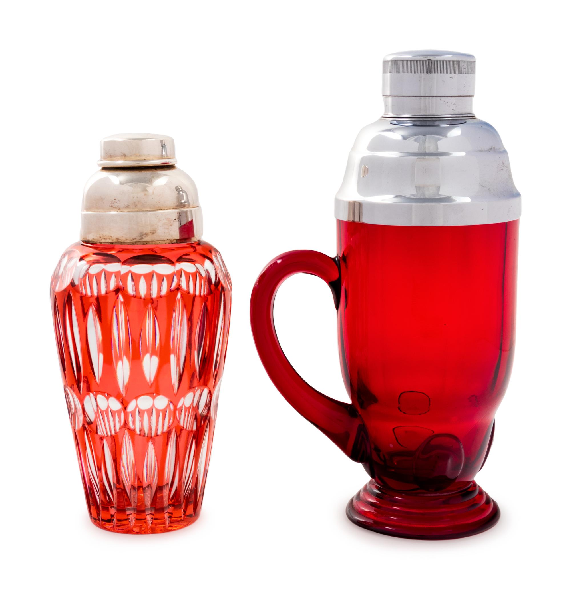 Two Cut Glass Cocktail Shakers