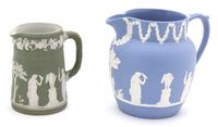 A Wedgwood Jasperware Pitcher and Creamer Height of larger 5 inches. — 20TH CENTURY