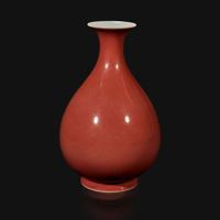A Chinese copper red-glazed bottle vase Daoguang mark and of the period