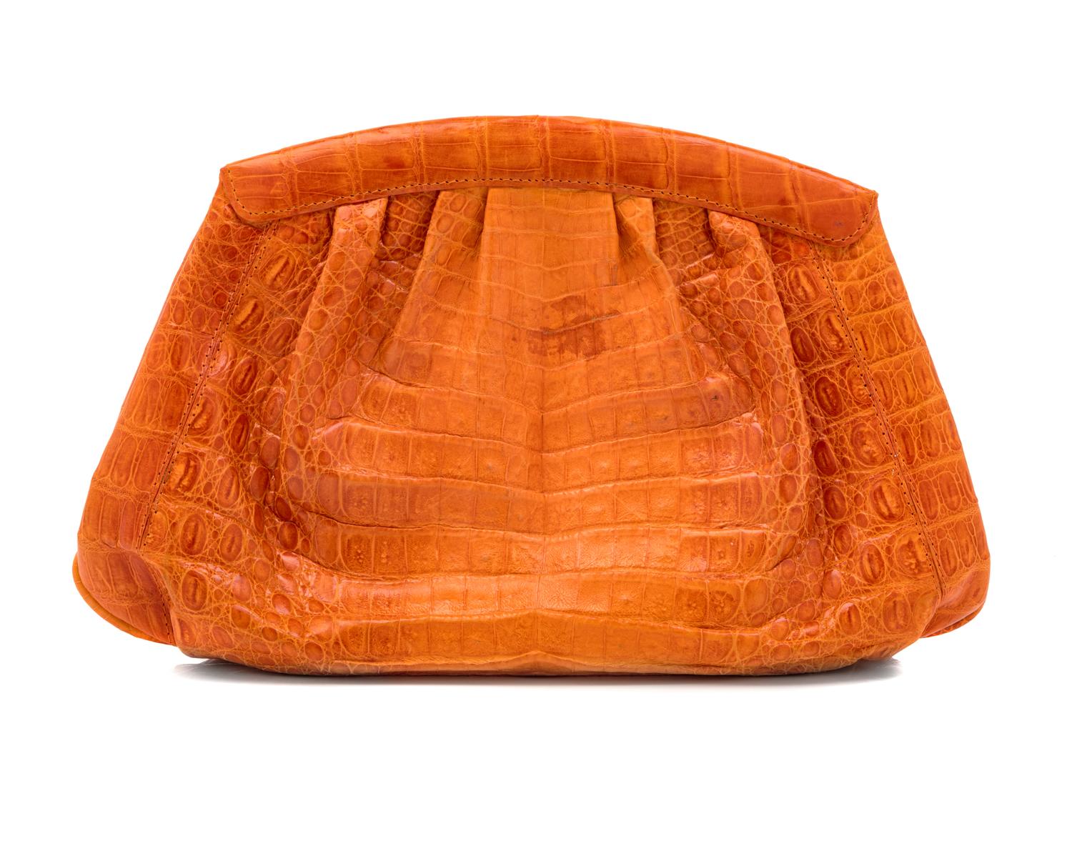 Nancy Gonzalez Orange Crocodile Leather Purse, 1980-90s