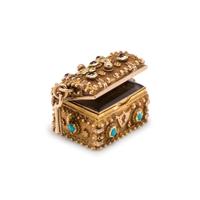ANTIQUE, YELLOW GOLD AND GEMSTONE TREASURE CHEST CHARM