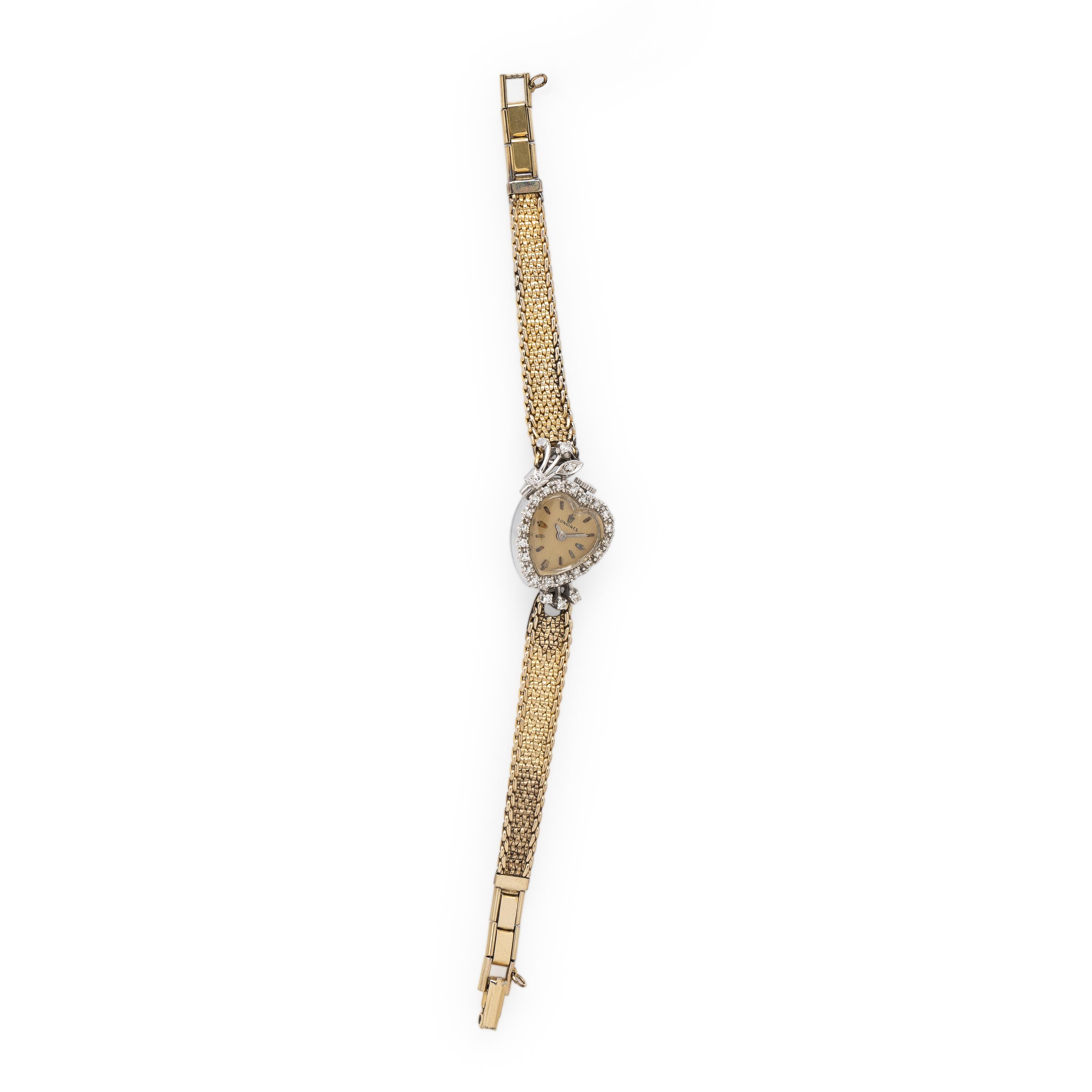 Longines, Bicolor Gold and Diamond Heart Watch