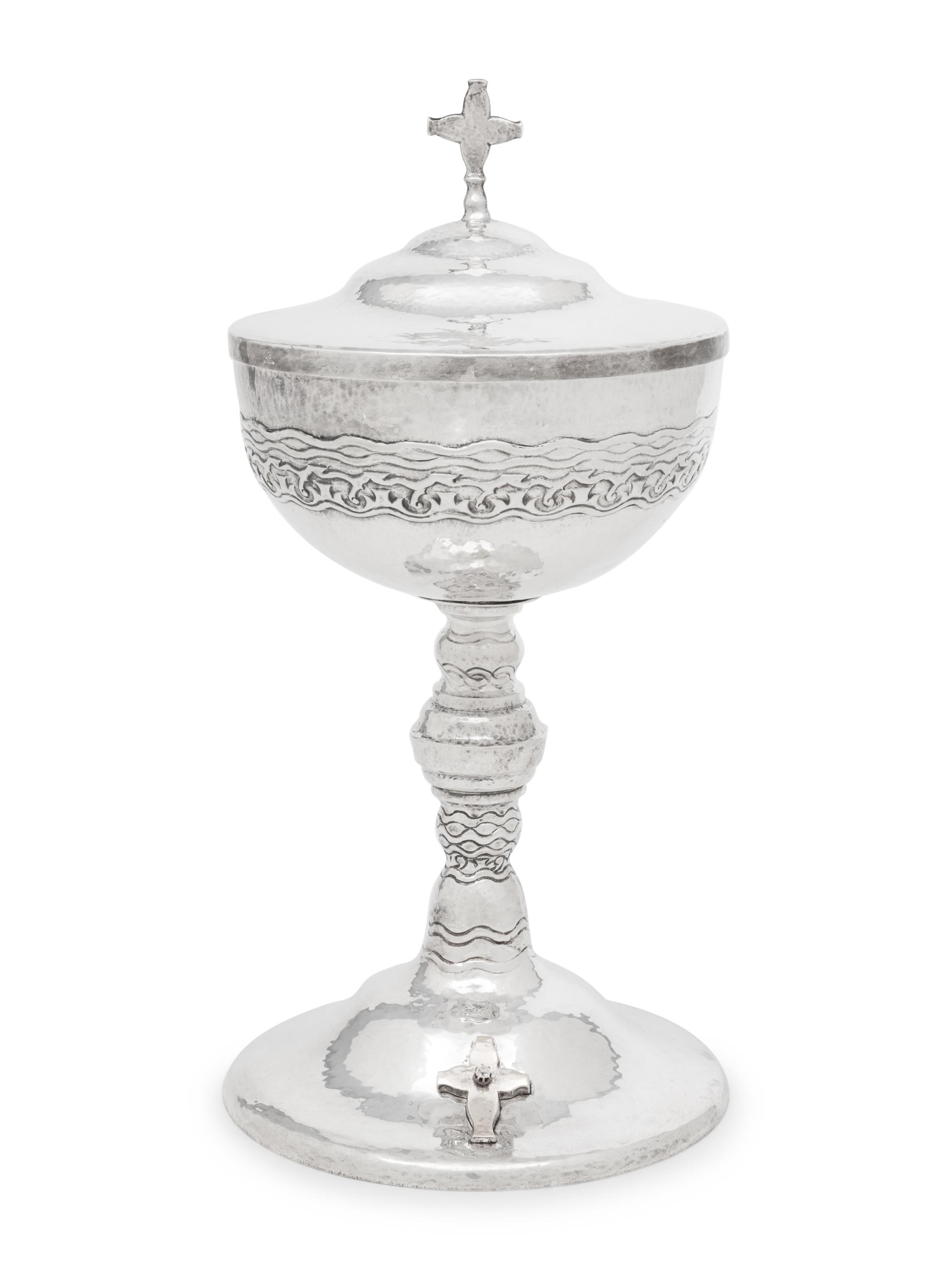 An American Silver, Parcel-Gilt and Diamond-Inset Covered Chalice