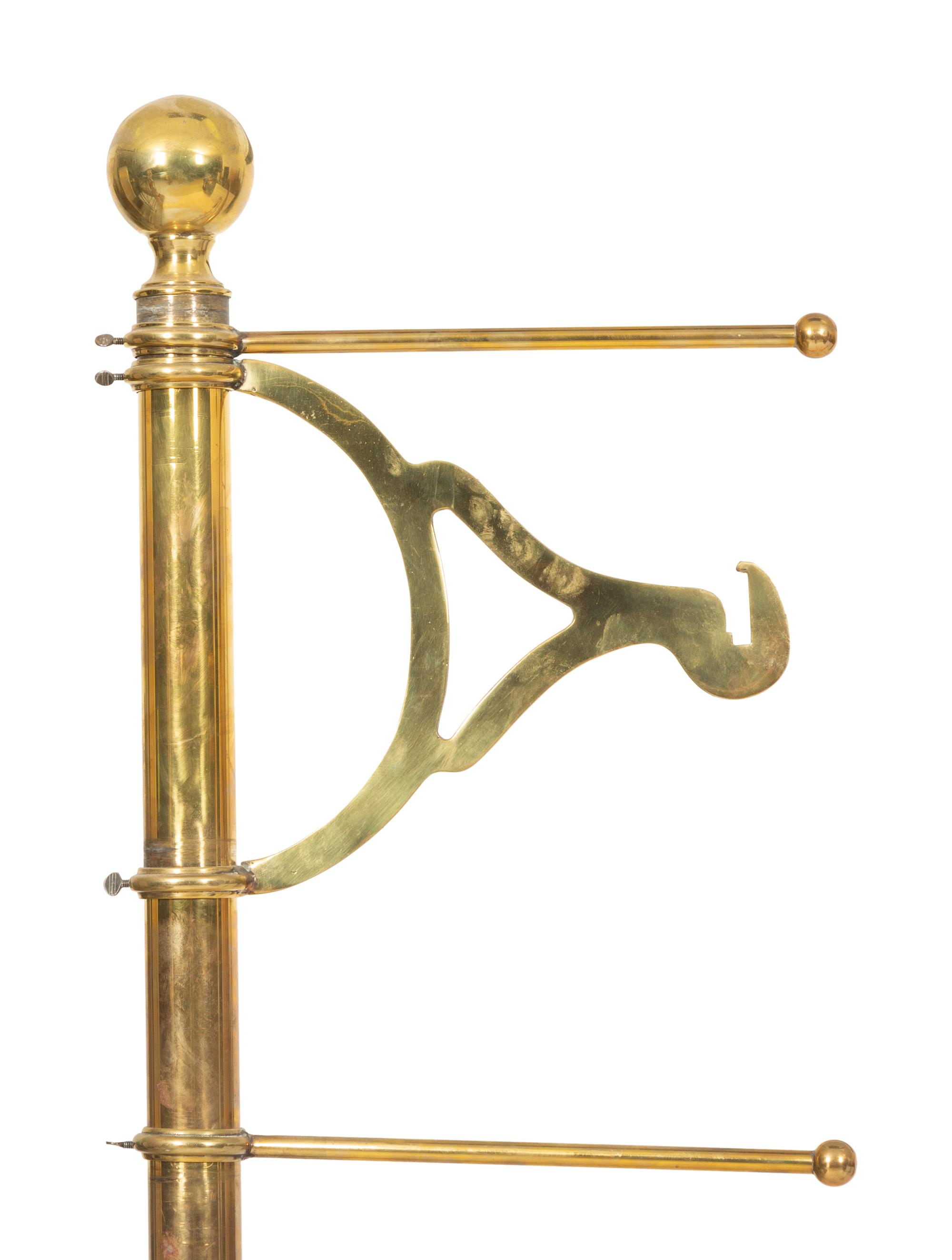A Brass and Wood Valet Stand and a Brass Garment and Shoe Stand