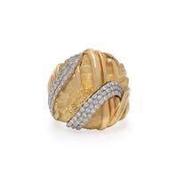 HENRY DUNAY, YELLOW GOLD, PLATINUM, AND DIAMOND RING