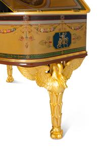An Empire Style Kingwood, Giltwood and Painted Art Case Piano