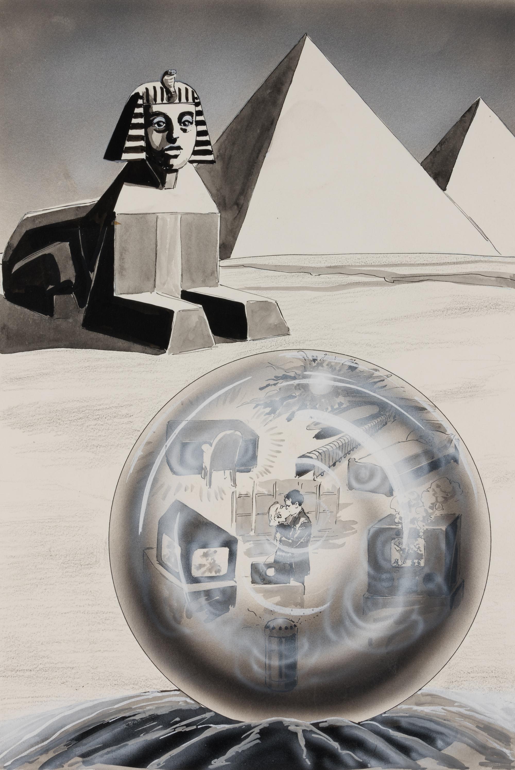 PAUL, Frank R. (1884-1963). Original artwork for interior illustration from Forecast . 1952.