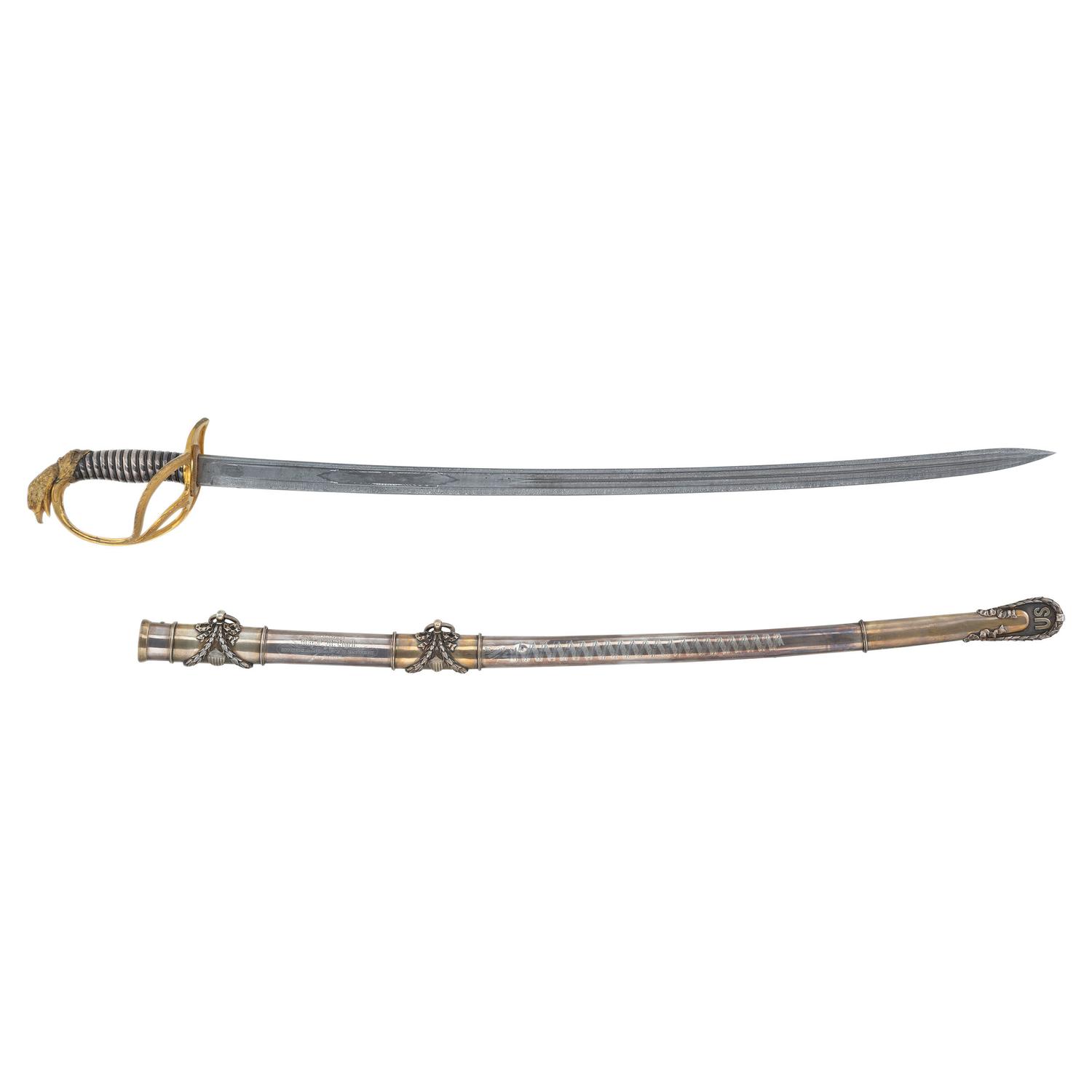 Civil War Military Archive of Major Frederick M. Edgell and the 1st New Hampshire Battery Including: Tiffany & Co. M1850 Presentation Sword in Case with 80 Original Documents, Letters, CDVs, and Accessories