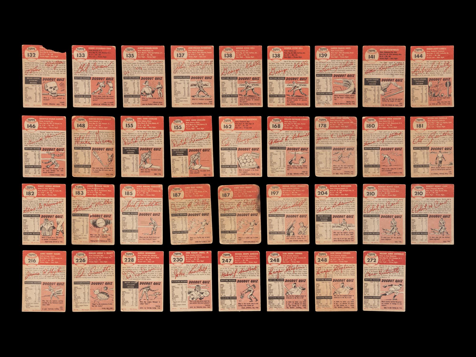 A Group of 95 Assorted 1953 Topps Baseball Cards Including Hall of Famers