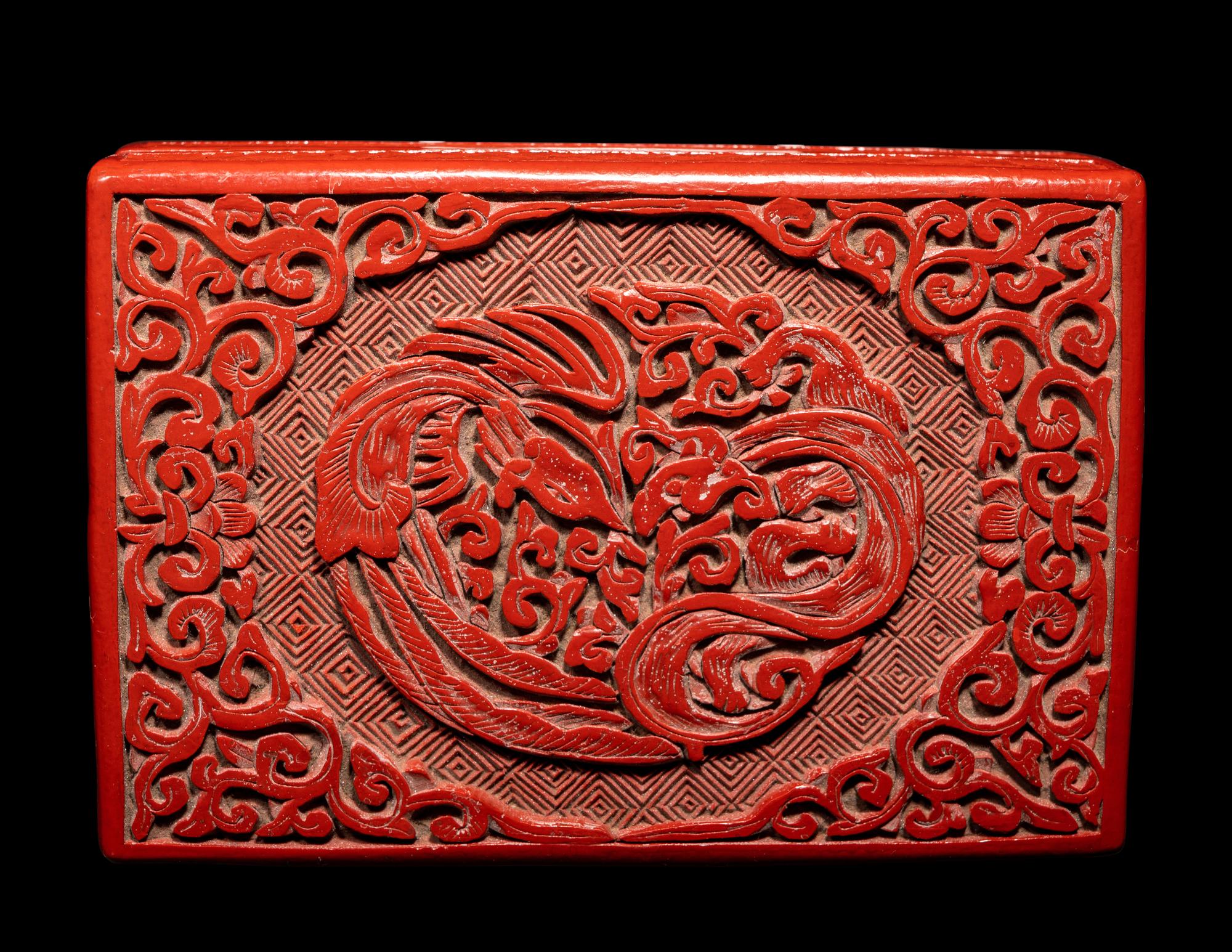 Three Chinese Cinnabar Lacquer Covered Boxes