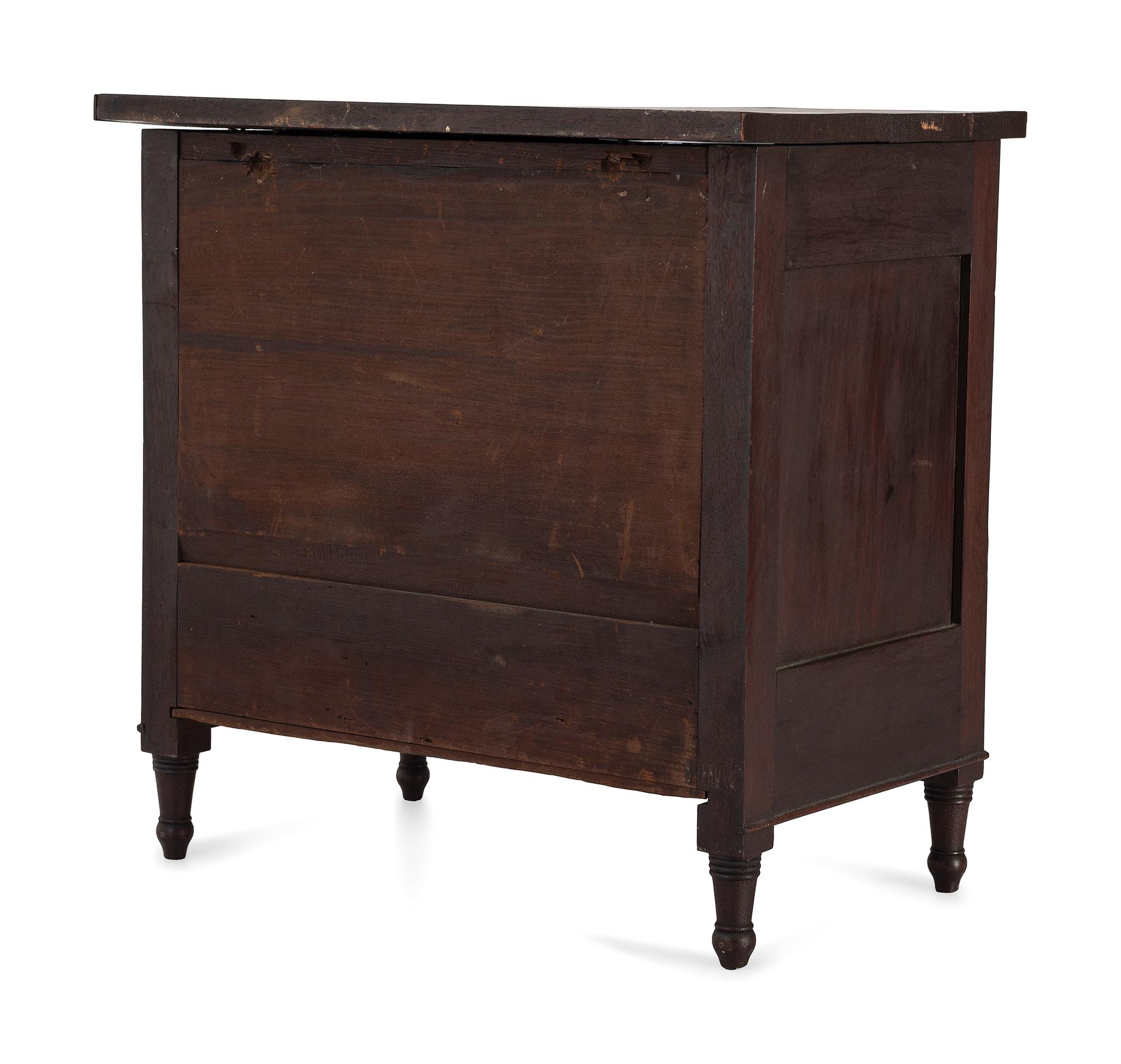 A Federal Stained Mahogany Diminutive Bow-Front Chest of Drawers