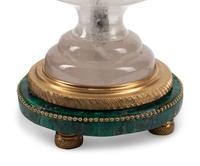 A Pair of Rock Crystal and Malachite Table Lamps