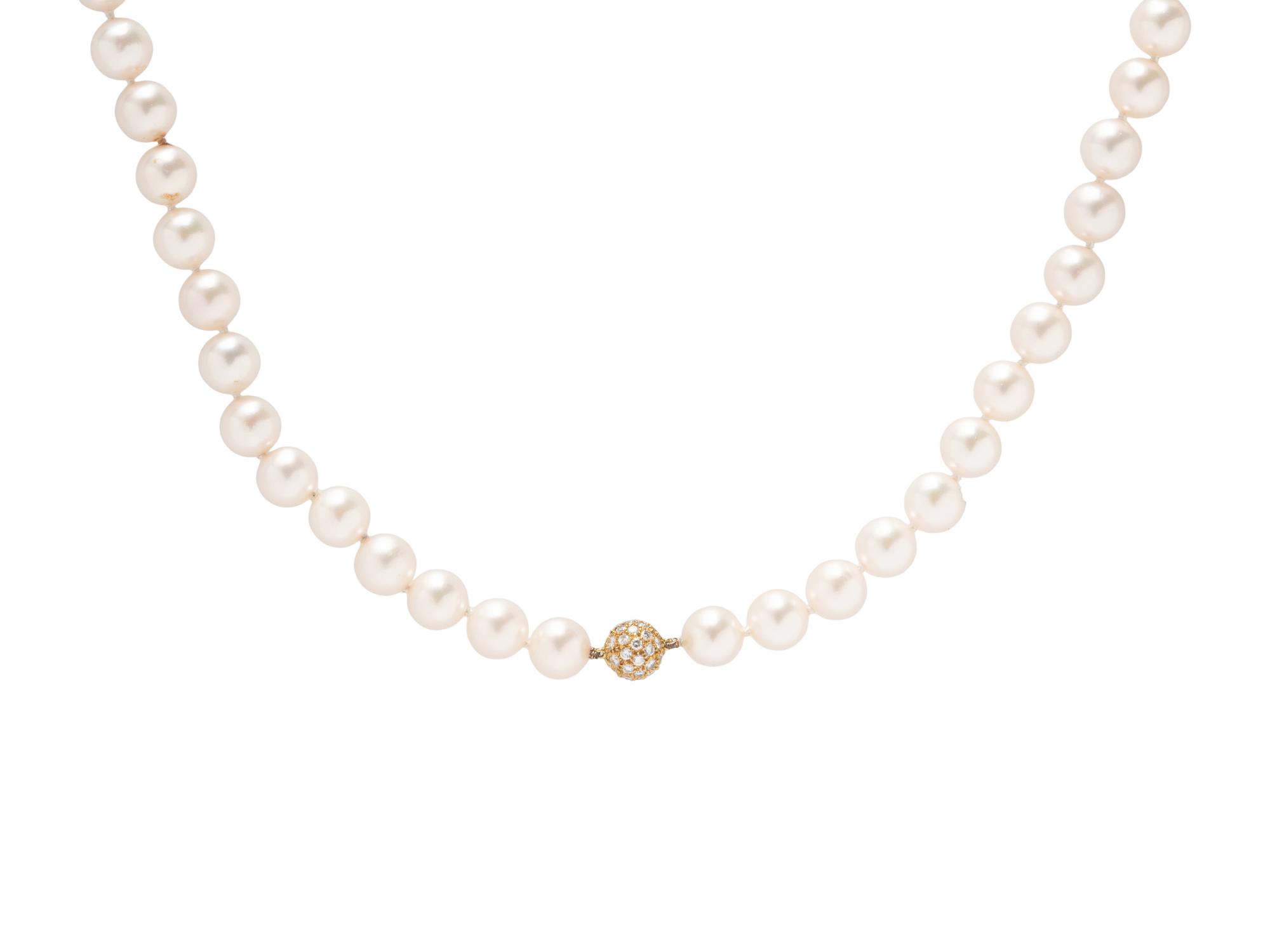 CULTURED PEARL AND DIAMOND NECKLACE