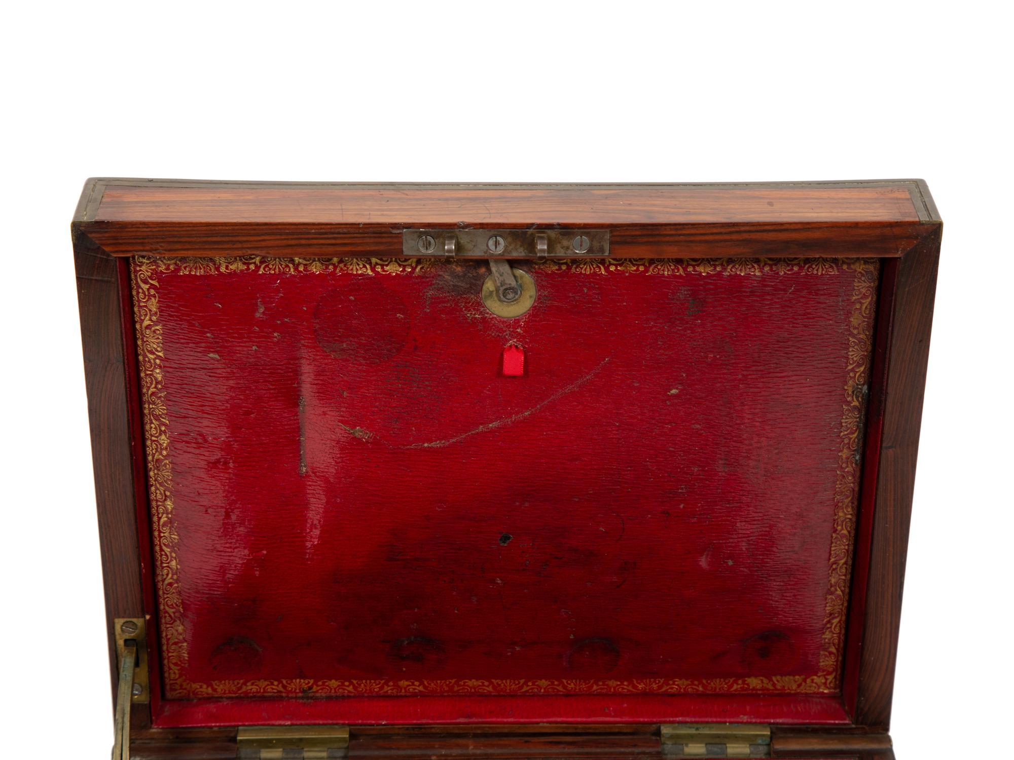 A Victorian Brass Bound Rosewood Jewelry Box