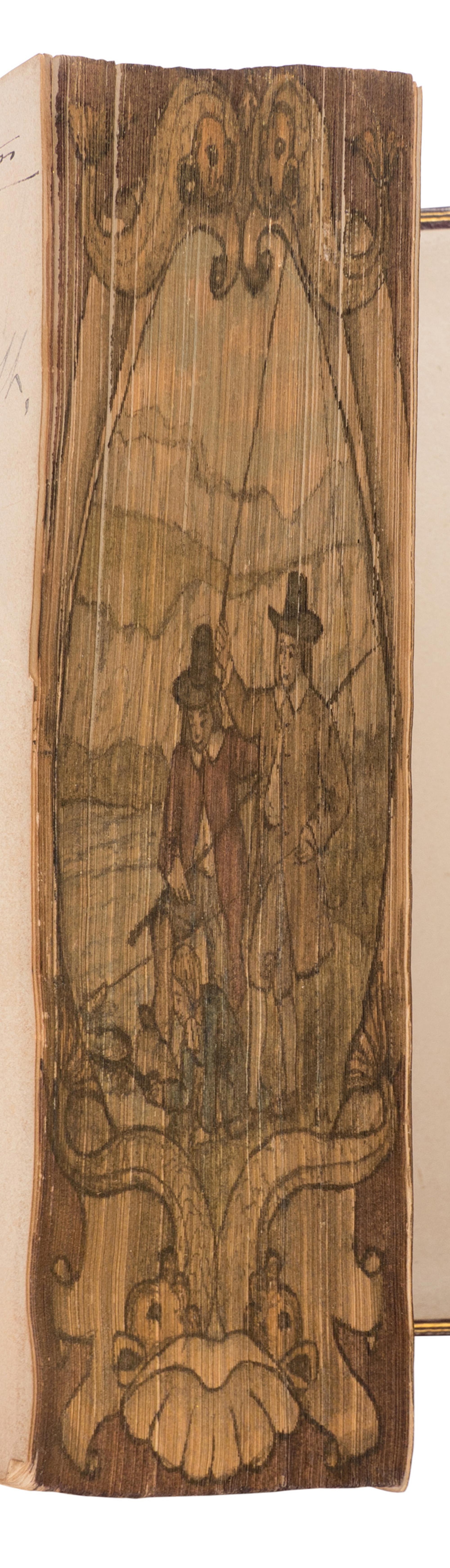 [ANGLING - FORE-EDGE PAINTINGS]. WALTON, Izaak (1593-1683) and Charles COTTON (1630-1687). The Complete Angler [and] The Lives of Dr. John Donne, Sir Henry Wotton, Mr. Richard Hooker, Mr. George Sanderson . London: John Major, 1824, 1825.