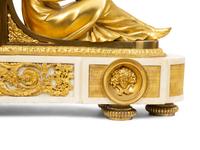 A Late Louis XVI Gilt Bronze and Marble Mantel Clock