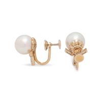 CULTURED PEARL AND DIAMOND EARCLIPS