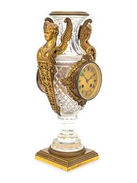A French Gilt Bronze-Mounted Cut Glass Urn Clock