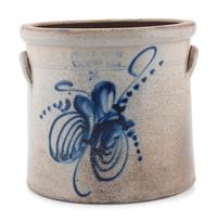 A Frank B. Norton & Co. Two-Gallon Cobalt Decorated Stoneware Crock