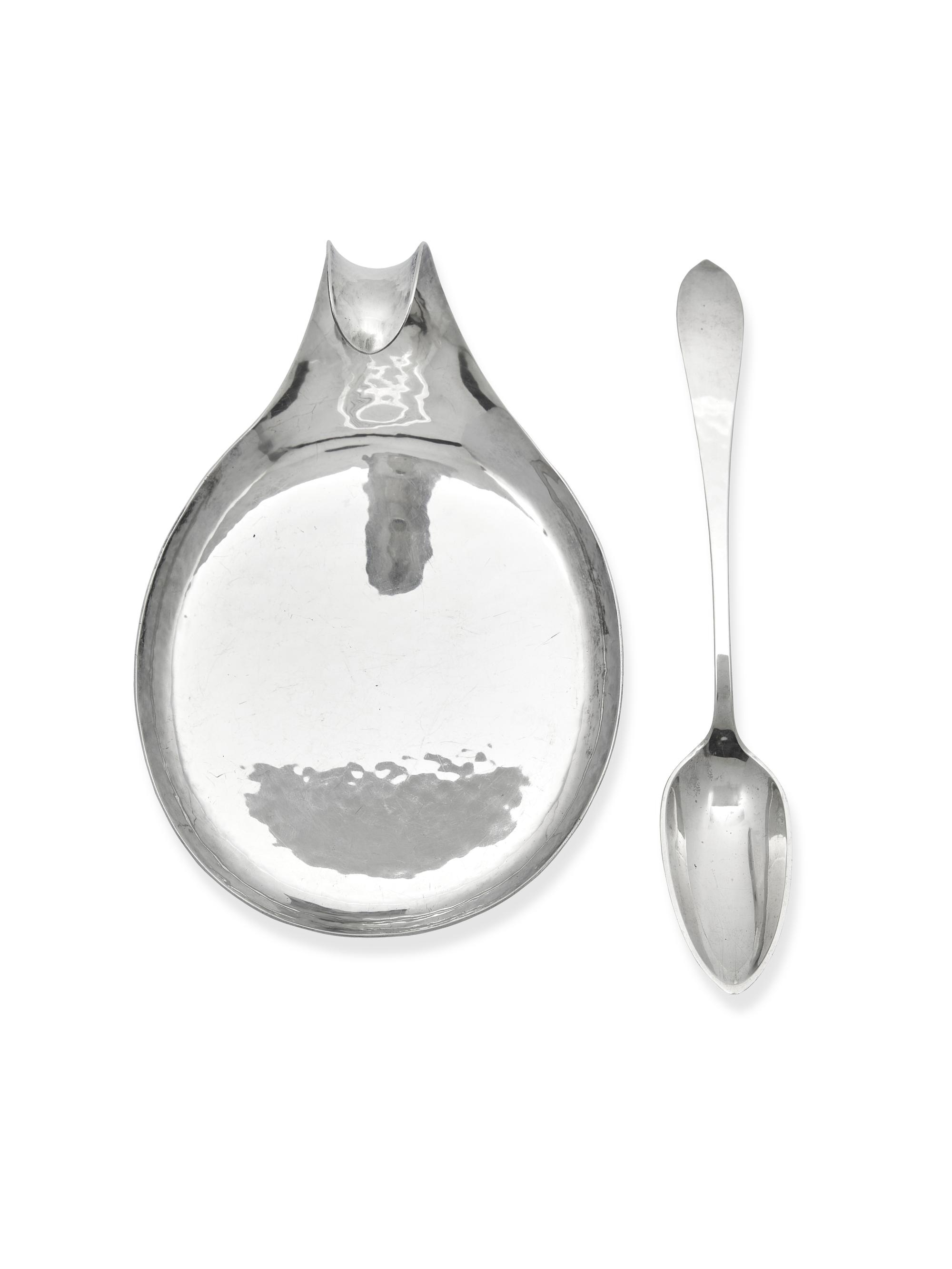 An Arts & Crafts Silver Spoon and Silver-Plated Tray