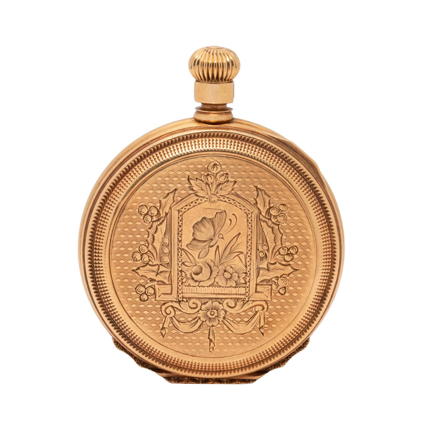 WALTHAM, 14K YELLOW GOLD HUNTER CASE POCKET WATCH