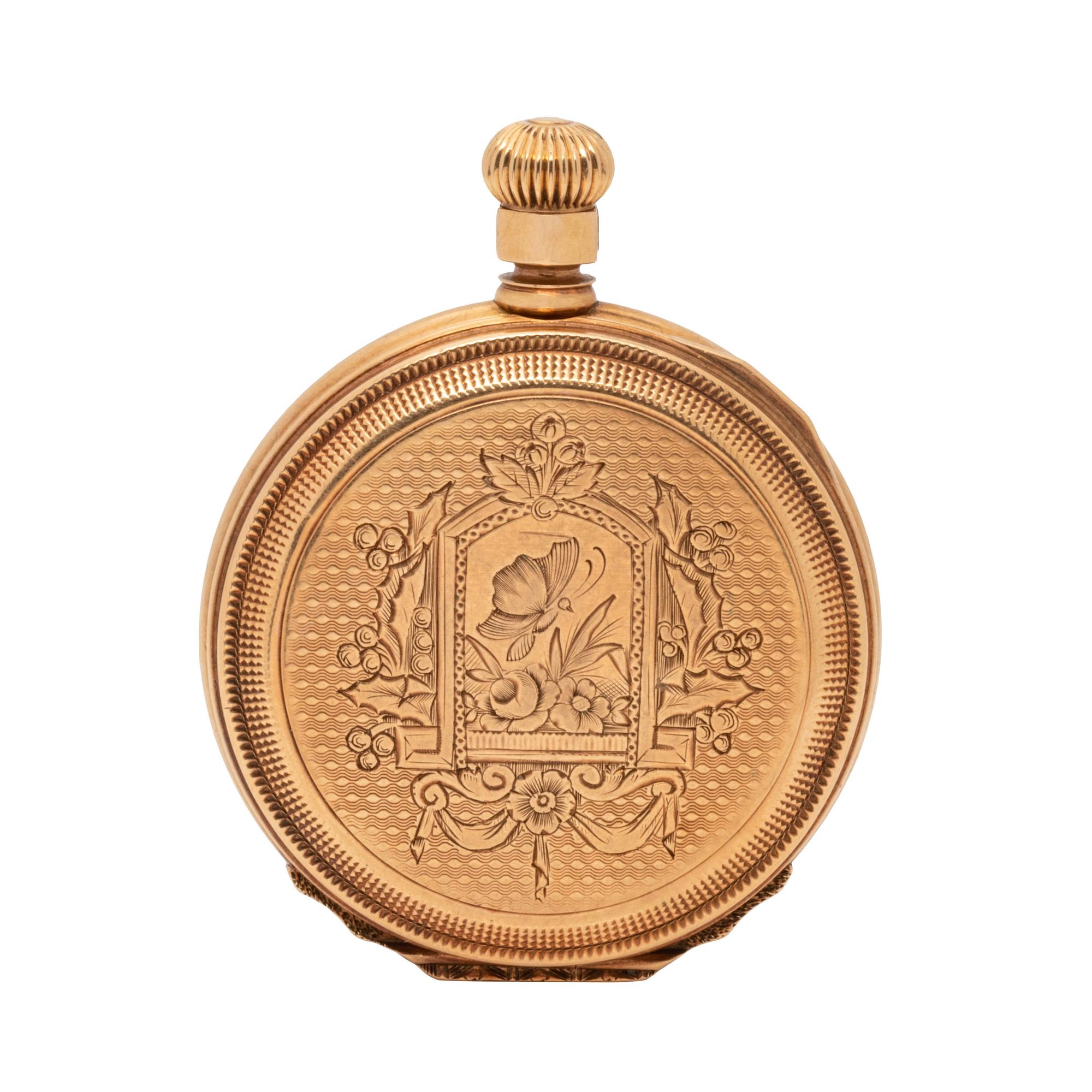 WALTHAM, 14K YELLOW GOLD HUNTER CASE POCKET WATCH