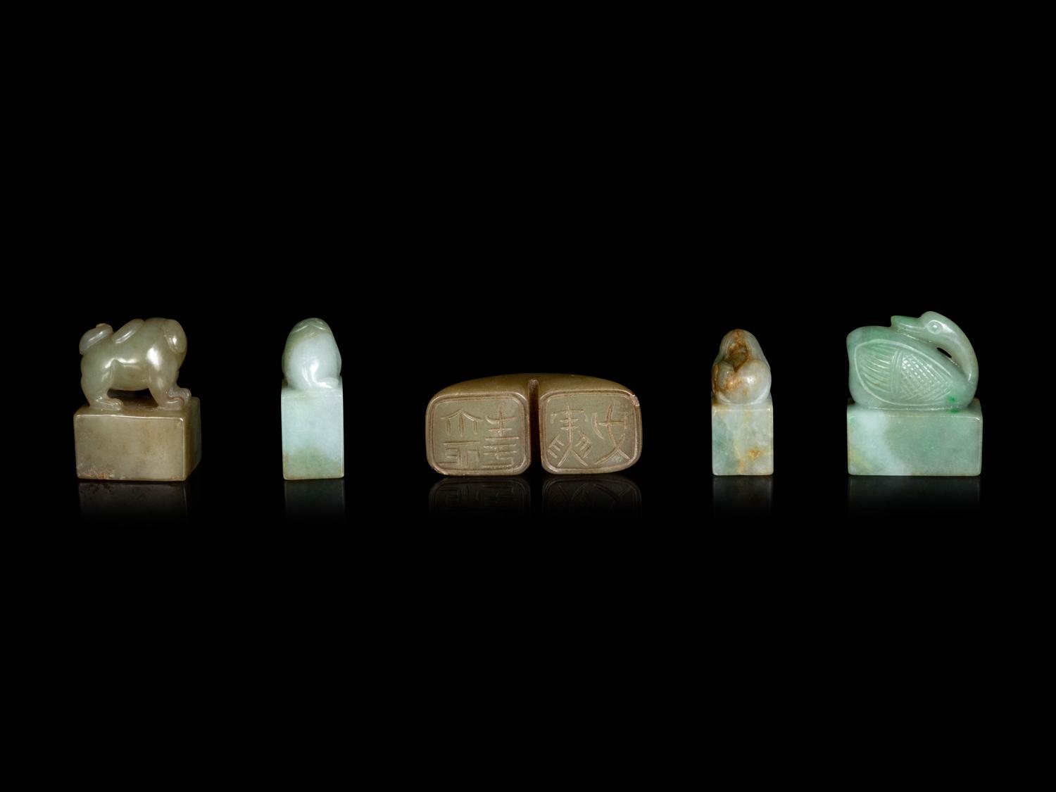 Five Chinese Jade and Jadeite Seals