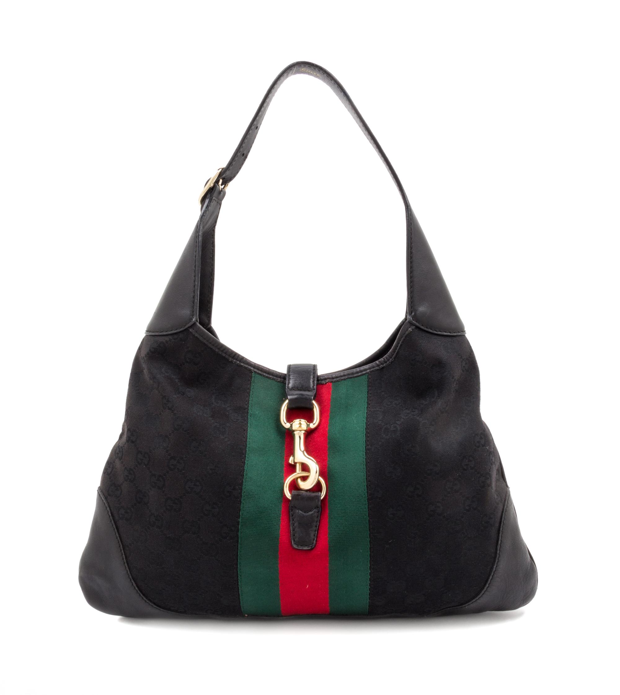 A Gucci Black Jackie Handbag, 15" x 10" x 3".