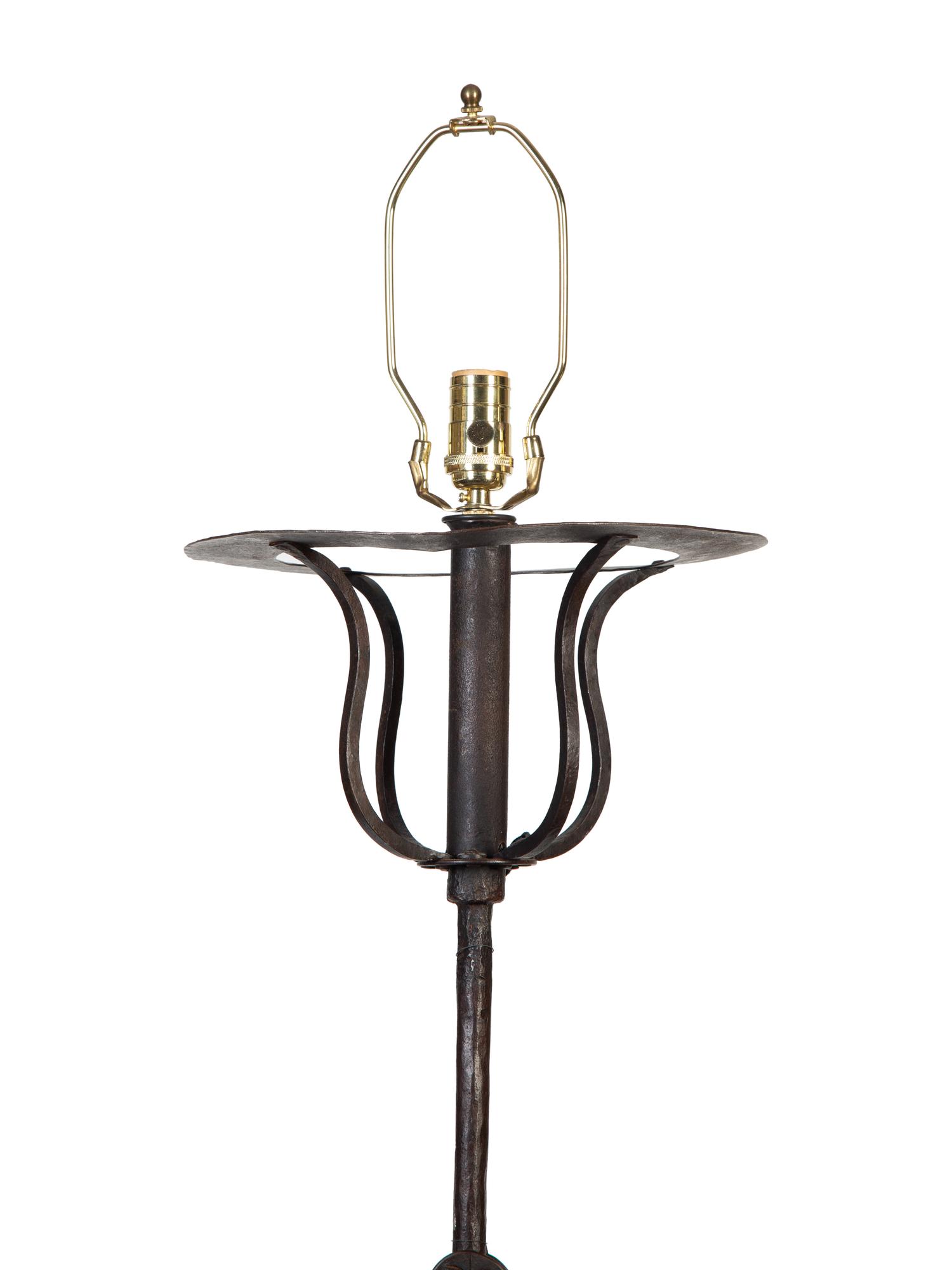 A Pair of Italian Wrought Iron Scrollwork Based Floor Lamps — 19th/20th Century