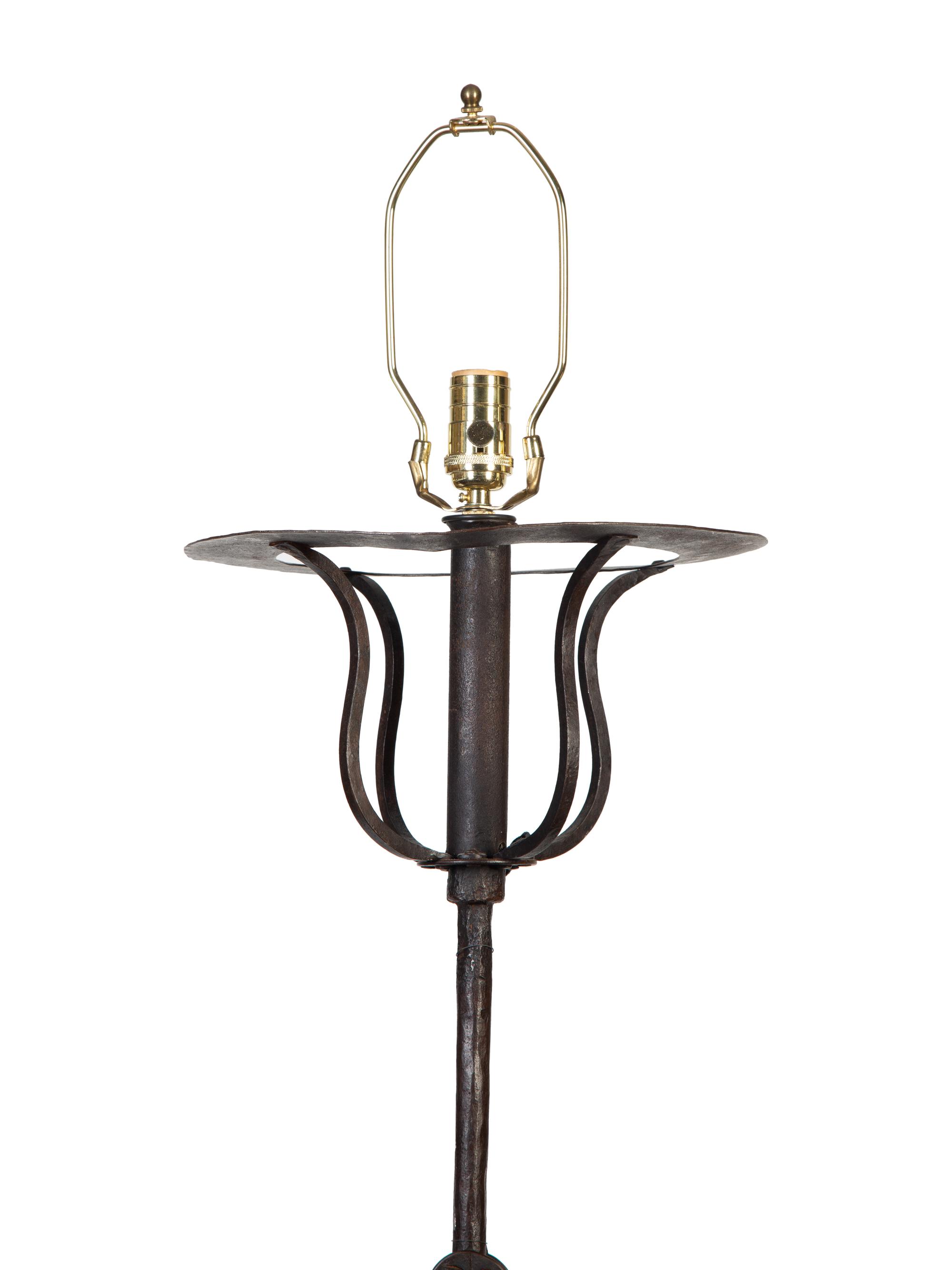 A Pair of Italian Wrought Iron Scrollwork Based Floor Lamps — 19th/20th Century