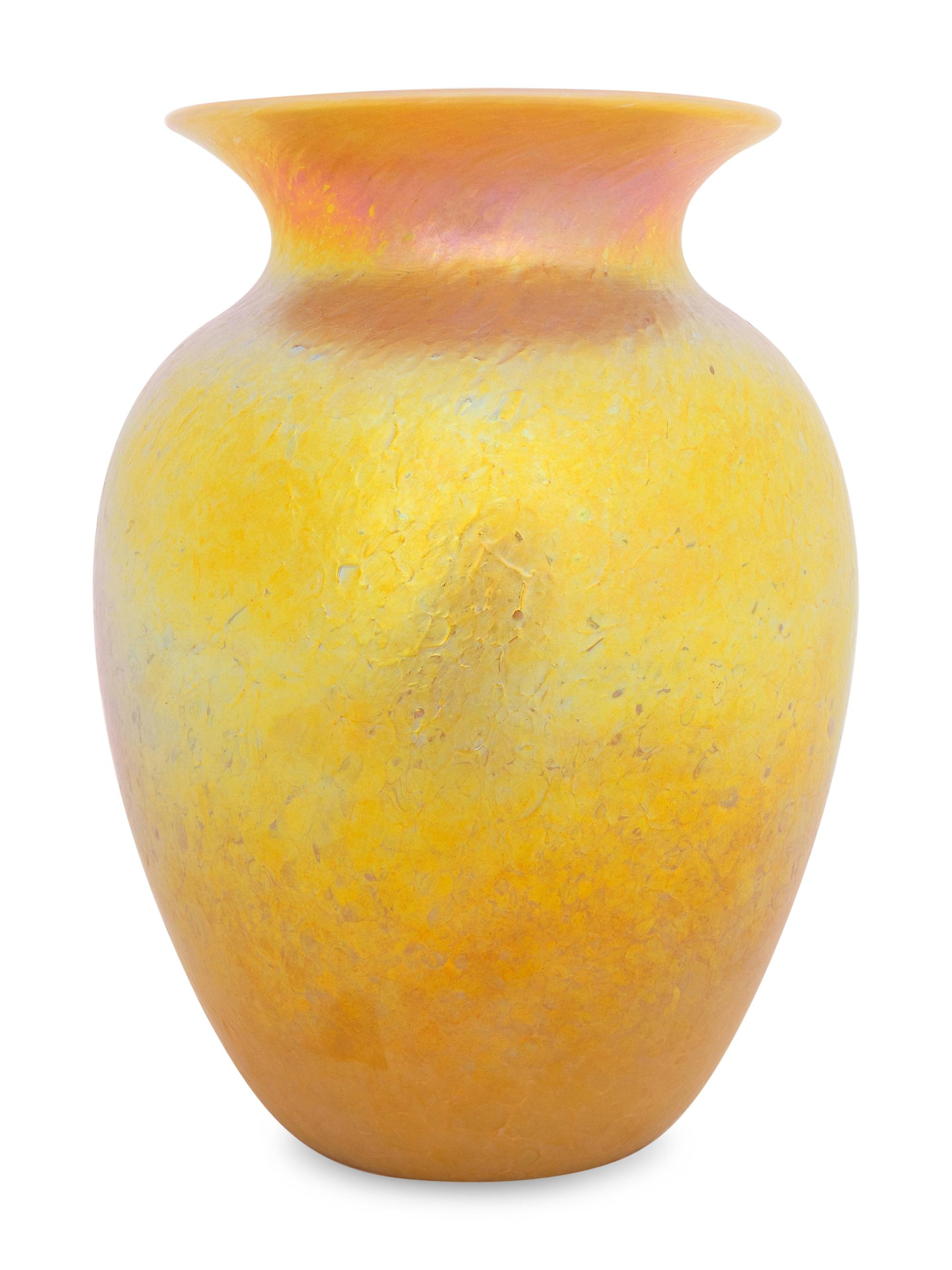 A Large Vetri Murano Glass Vase and a Lundberg Studios Glass Vase