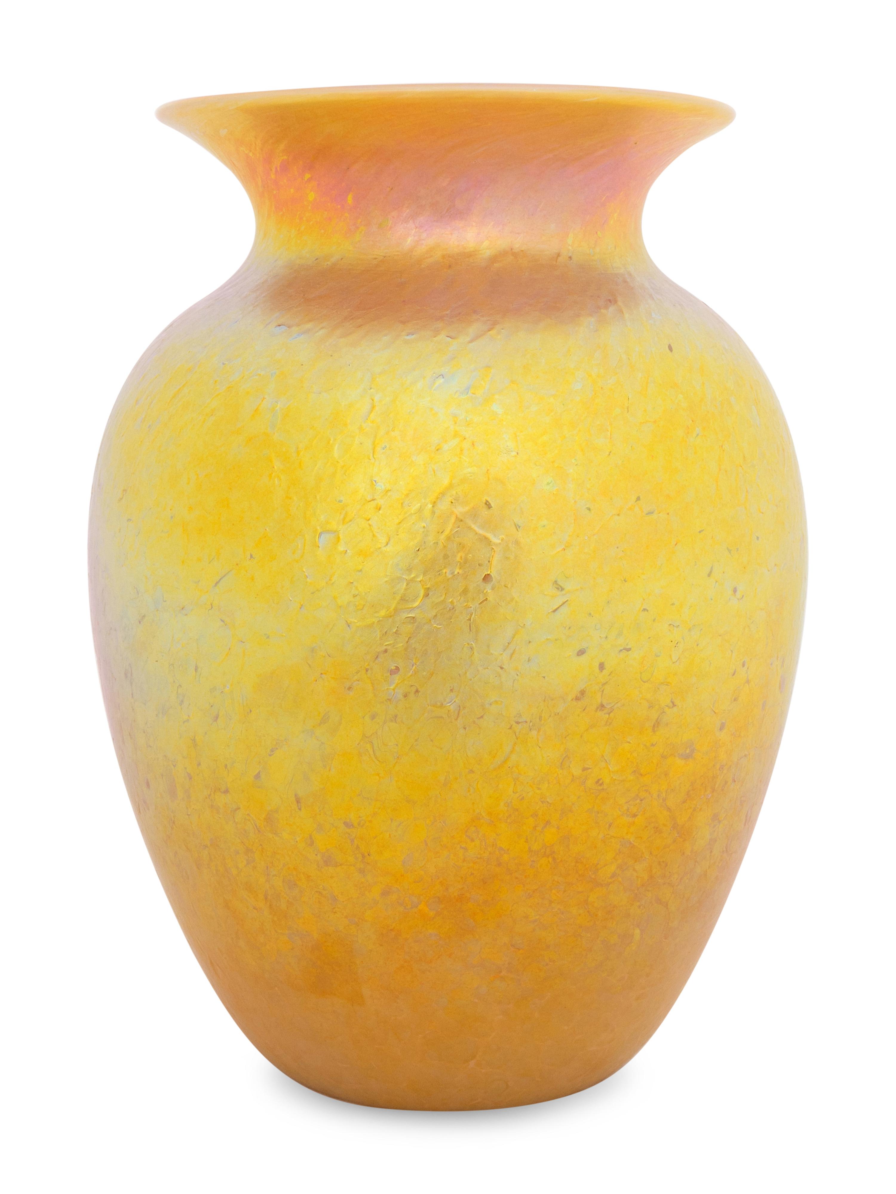 A Large Vetri Murano Glass Vase and a Lundberg Studios Glass Vase
