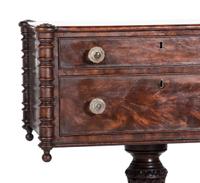 A Classical Carved and Figured Mahogany Pressed Glass Mounted Two-Drawer Work Stand