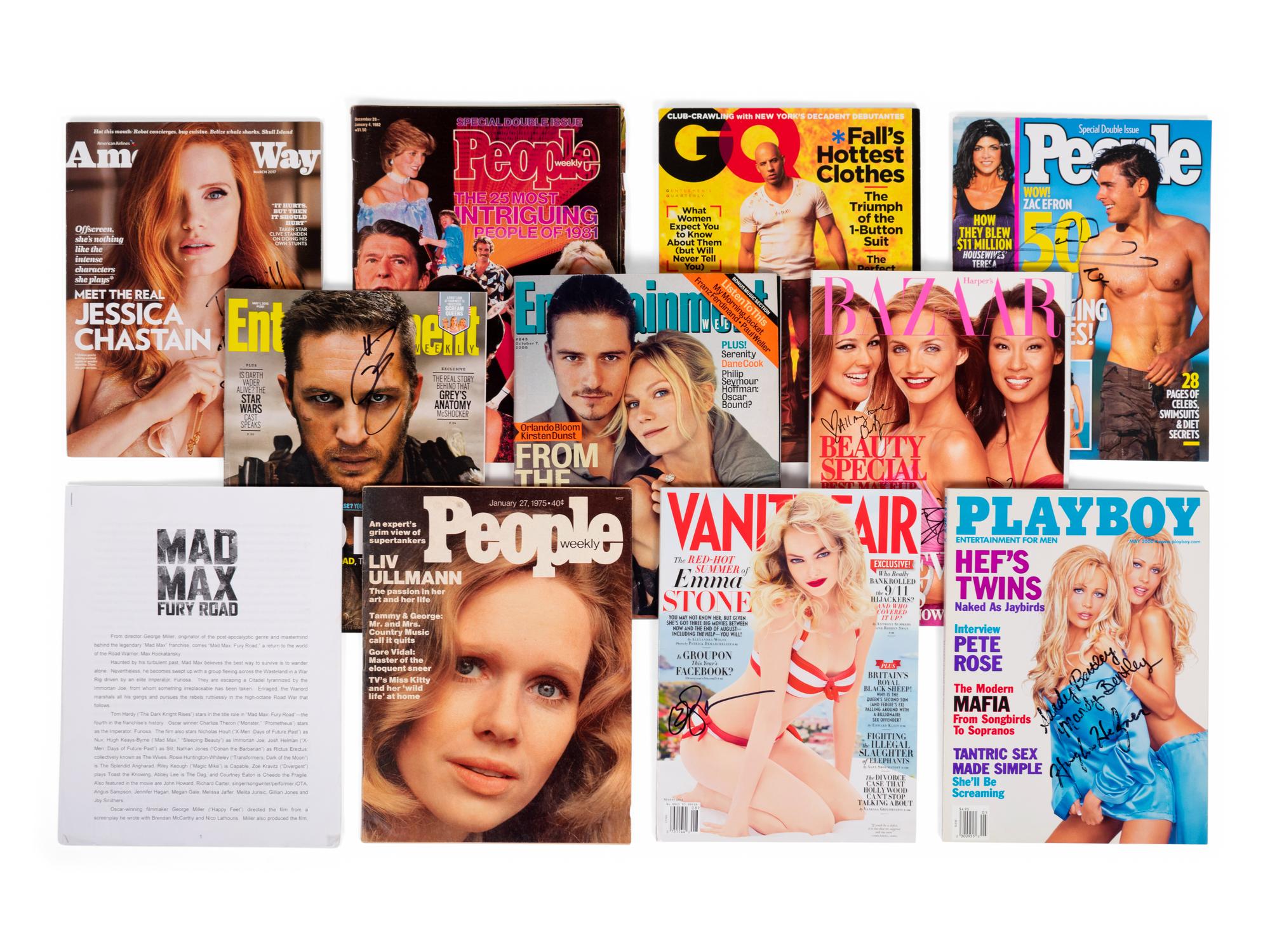 (Celebrity) A group of 10 entertainment magazines, many signed; comprising: