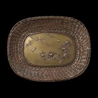 A Japanese Patinated Mix Metals Tray, Meiji Period
