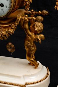 A Louis XVI Style Gilt-Bronze and Marble Three-Piece Clock Garniture — BAILLON, PARIS, LATE 19TH CENTURY