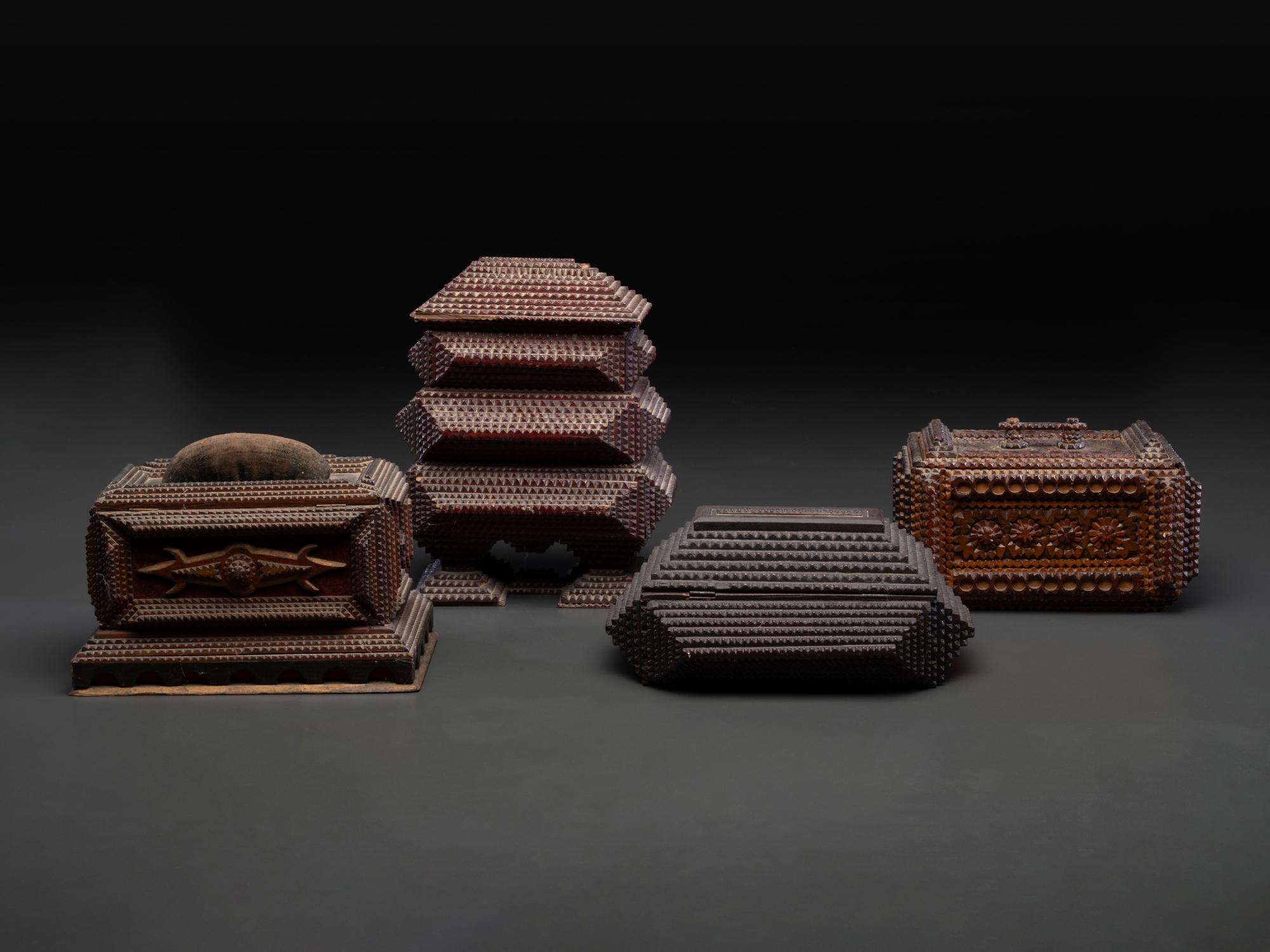 Four Tramp Art Boxes