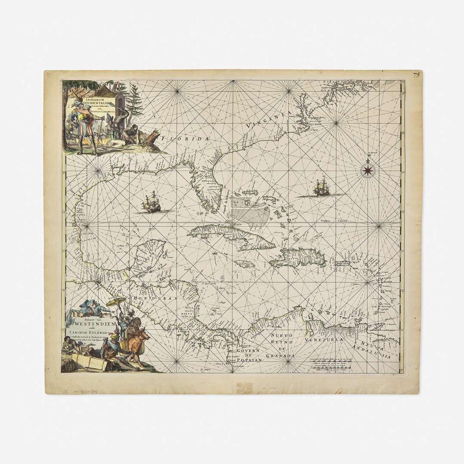 [Maps & Atlases] Wit, Frederick de Indiarum occidentalium TractusLittorales cum Insulis Caribicis Pascaert van Westindien ende Caribise Eylanden...
