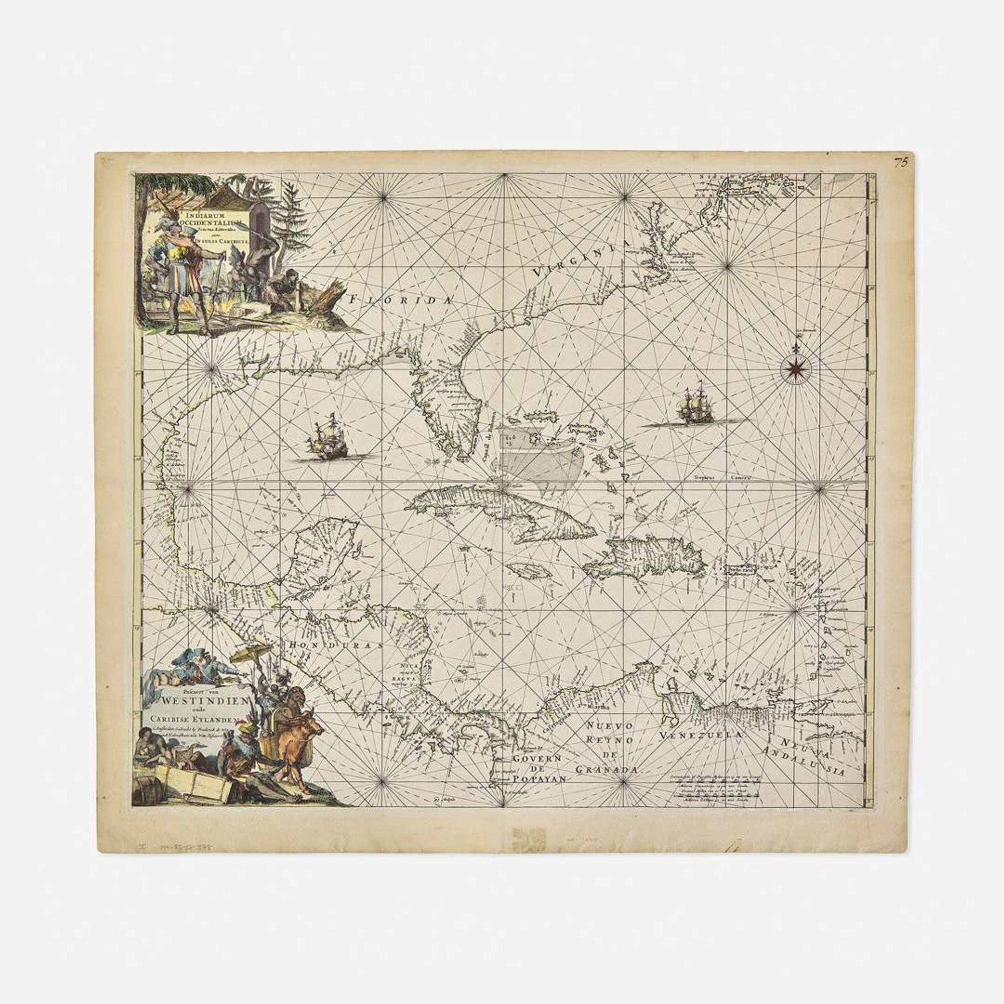 [Maps & Atlases] Wit, Frederick de Indiarum occidentalium TractusLittorales cum Insulis Caribicis Pascaert van Westindien ende Caribise Eylanden...