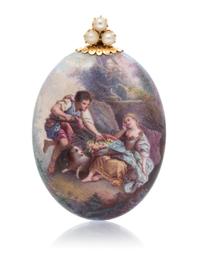 A Yellow Gold, Pearl and Enamel Hair Locket, Vienna, Circa 1860, 8.40 dwts.