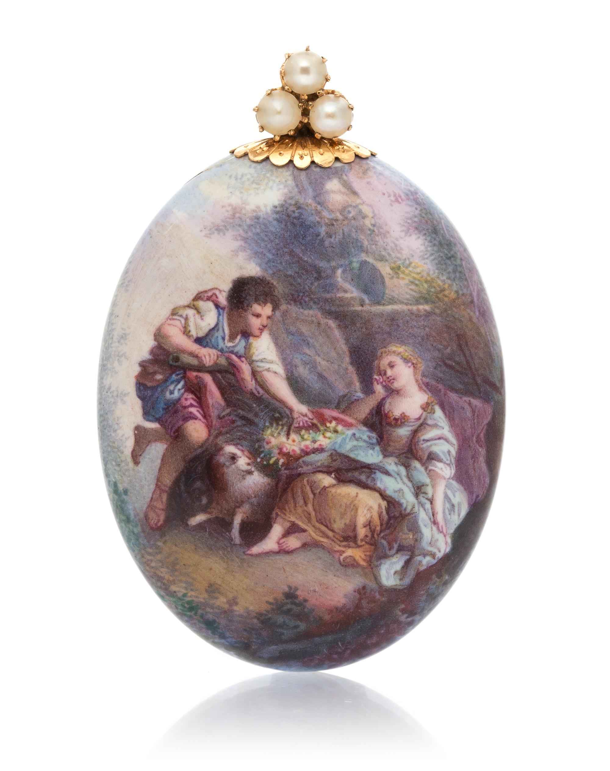 A Yellow Gold, Pearl and Enamel Hair Locket, Vienna, Circa 1860, 8.40 dwts.