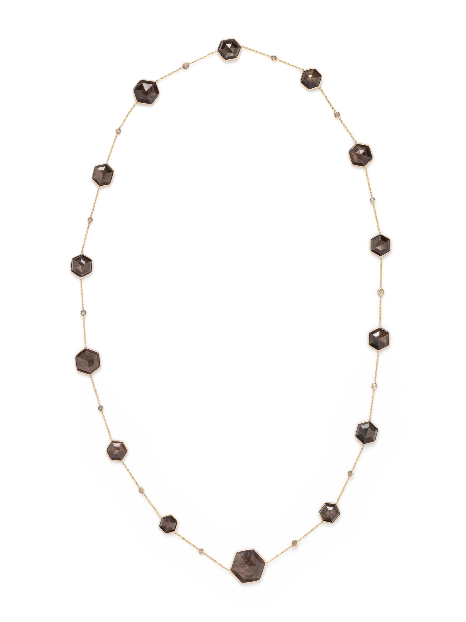 YELLOW GOLD, GREY SAPPHIRE AND DIAMOND NECKLACE