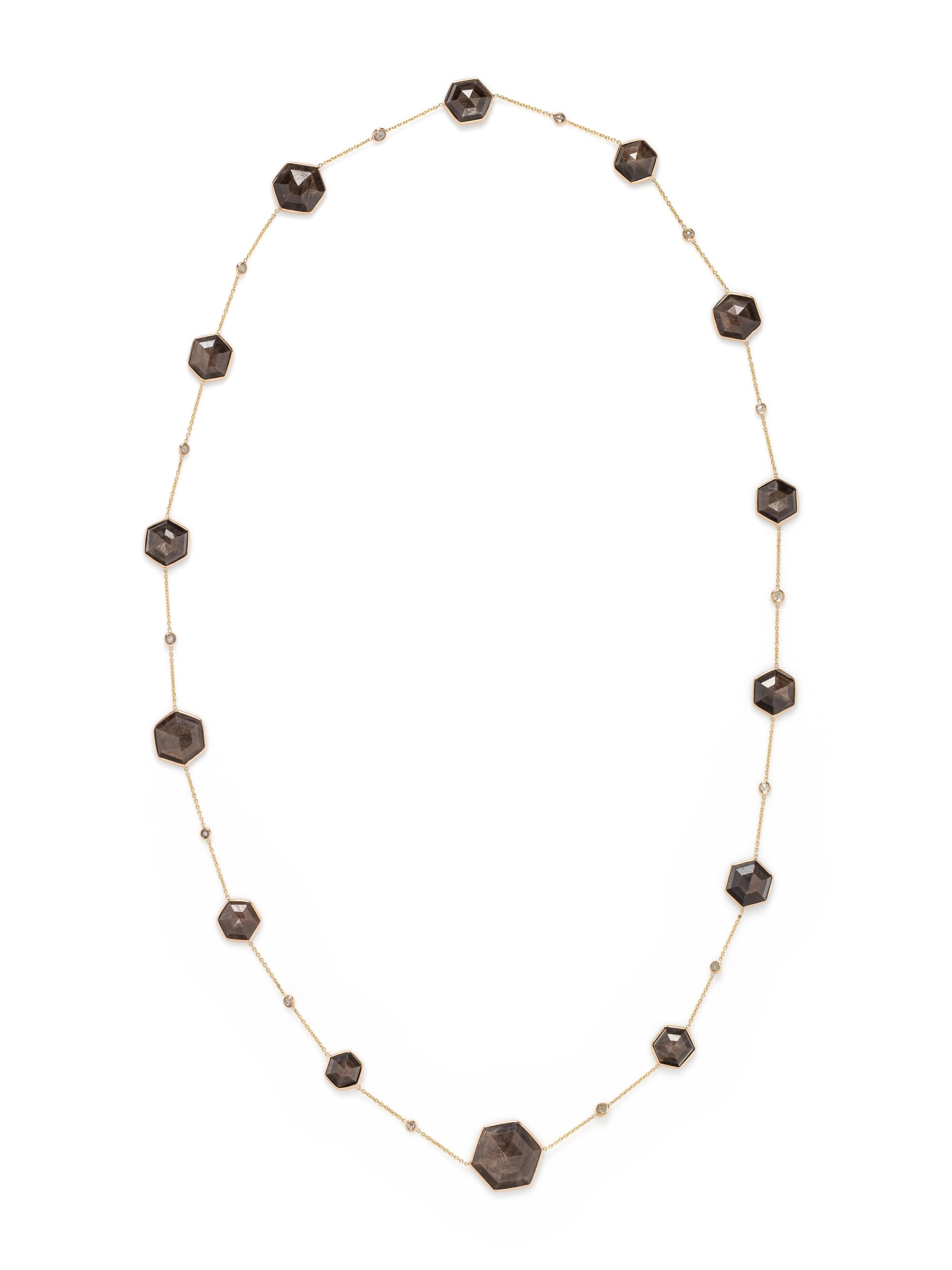 YELLOW GOLD, GREY SAPPHIRE AND DIAMOND NECKLACE