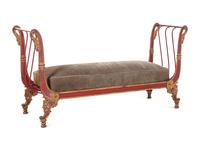 An Empire Style Painted and Parcel Gilt Metal Bench