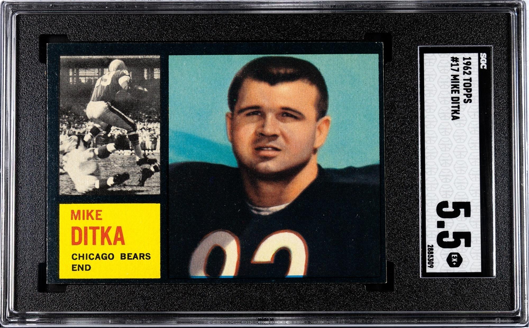 A 1962 Topps Mike Ditka Rookie Football Card No. 17 (SGC 5.5 EX+)