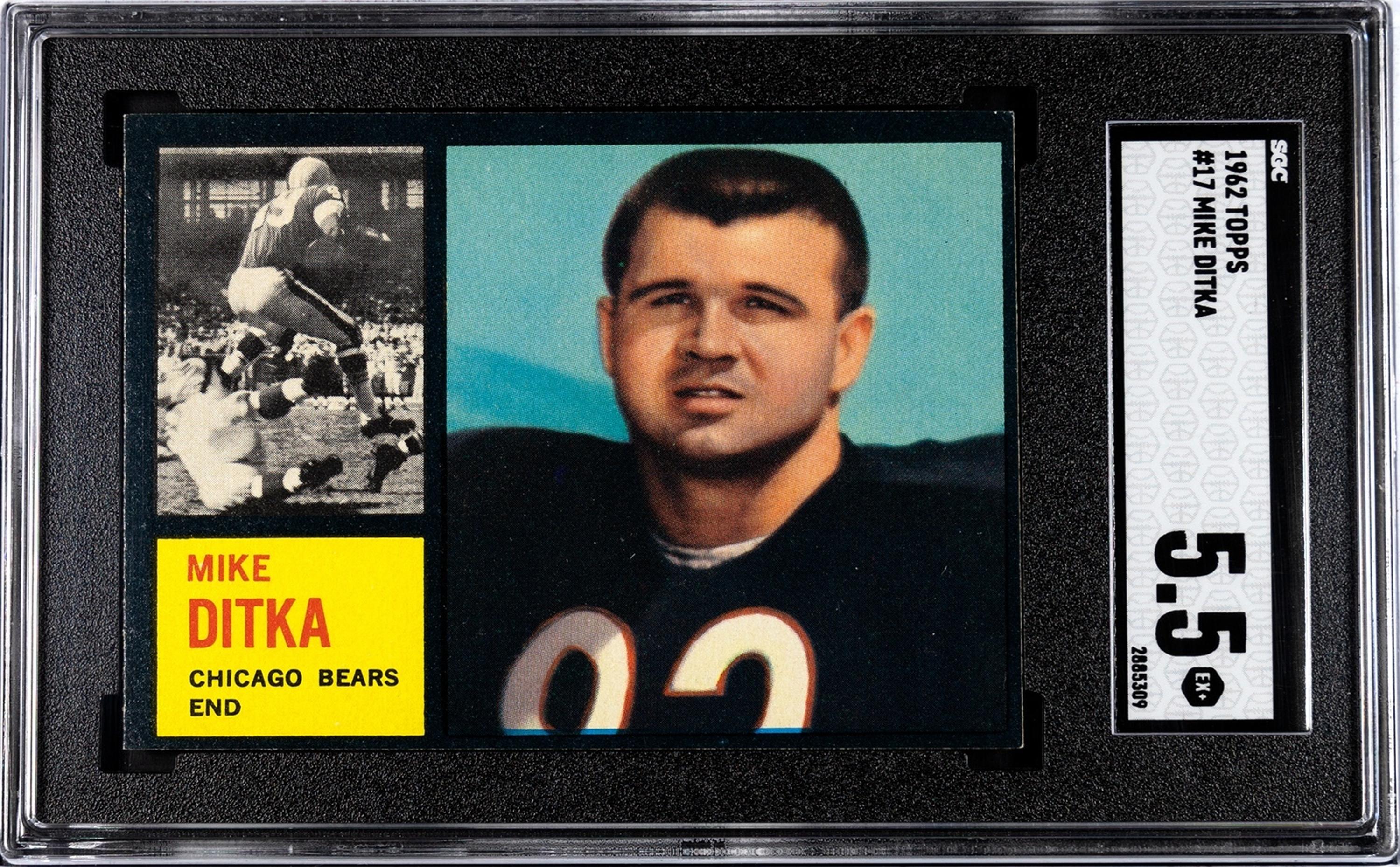 A 1962 Topps Mike Ditka Rookie Football Card No. 17 (SGC 5.5 EX+)
