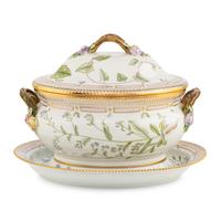 A Royal Copenhagen Flora Danica Porcelain Tureen with Cover and Stand