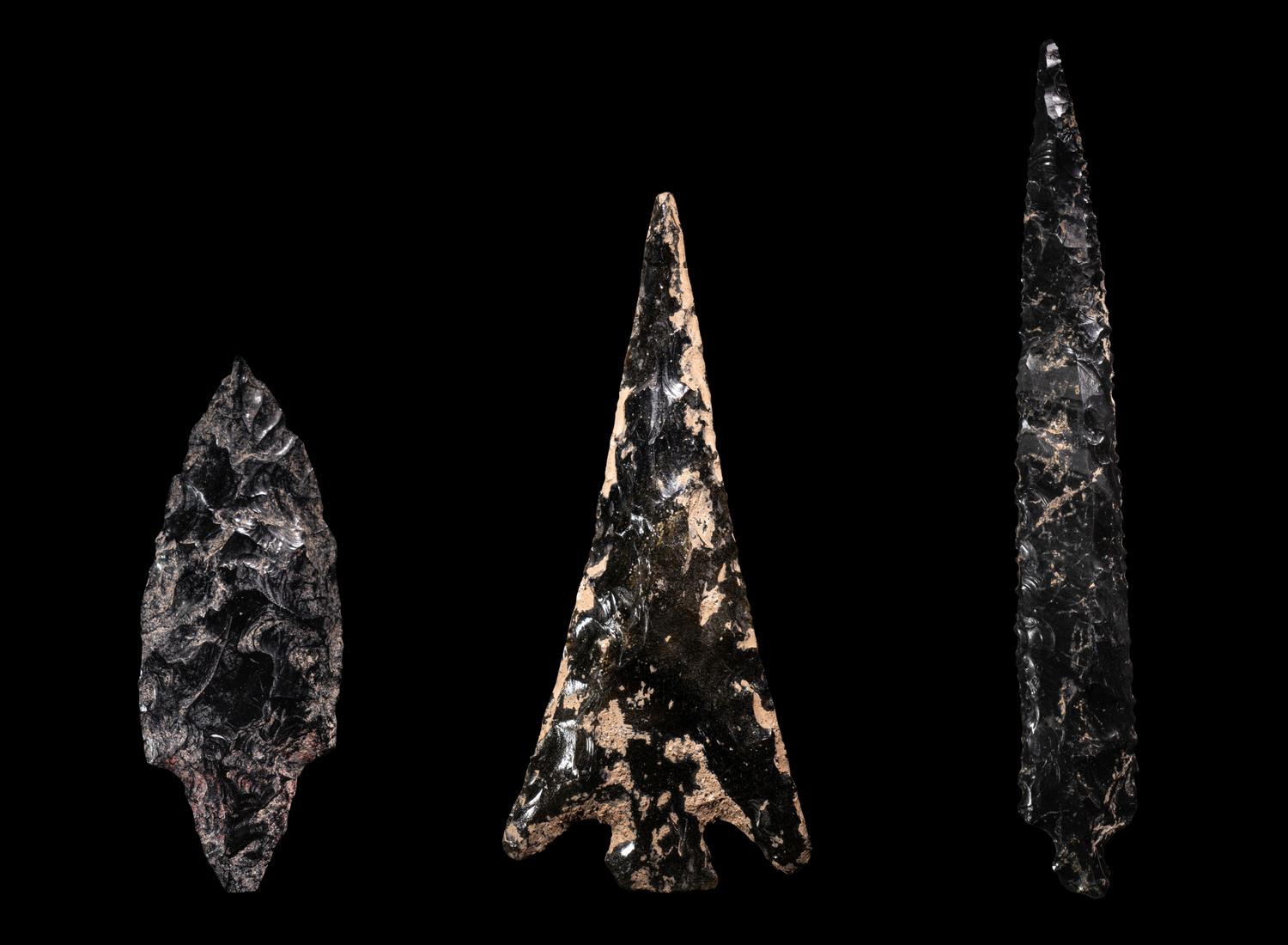Three Mesoamerican Obsidian Arrowheads